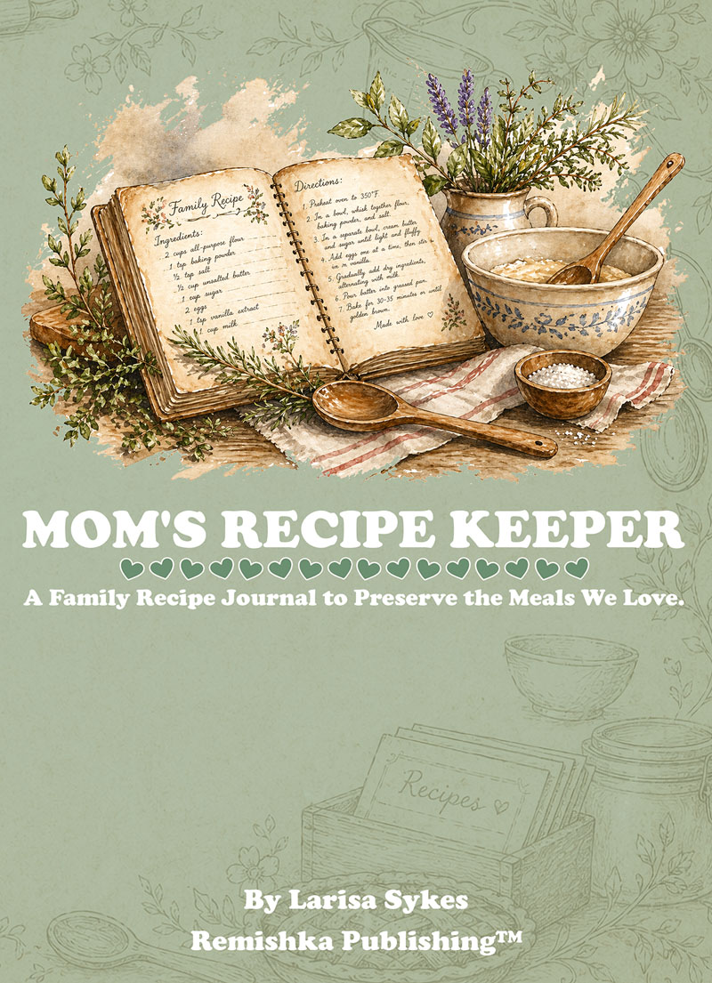 Mom's Recipe Keeper, a family recipe journal, by Larisa Sykes