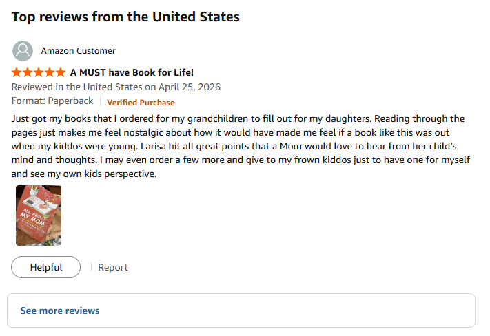 Reader review of All About My Mom: A Fill-In Activity Book for Kids